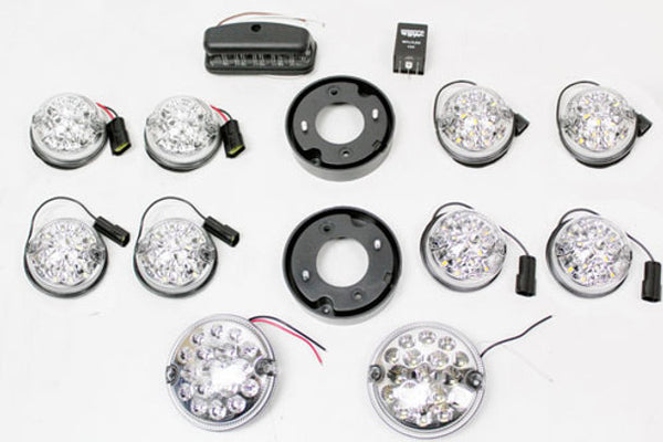 Defender 73mm Clear LED Light Kit With 95mm Fog And Reverse