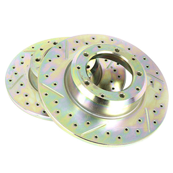 Defender 110/130 Front Cross Drilled and Grooved Vented Brake Disc's (Pair) Terrafirma