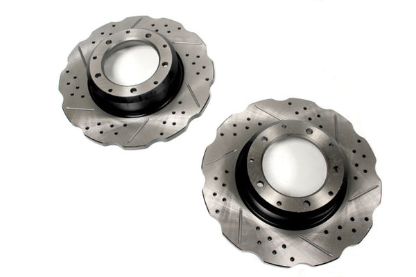 Defender 110/130 Rear Brake Disc's Cross Drilled & Grooved (Pair)